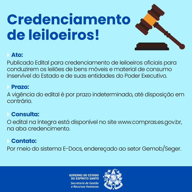 Credenciamento de leiloeiros_