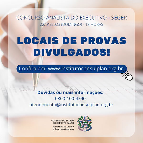 Locais de prova divulgados