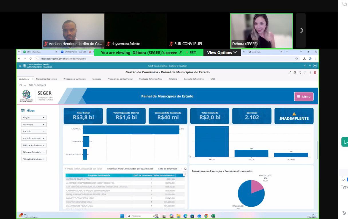 Uso do Painel de Gestão de Convênios - webinar SEGER - 22 04