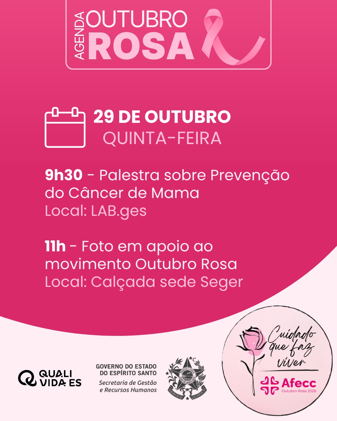 Seger promove ação de conscientização sobre prevenção do câncer de mama